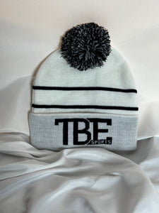 White TBE Beanie W/ Pom Pom