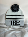 White TBE Beanie W/ Pom Pom