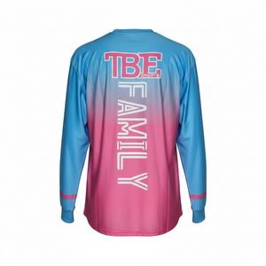 Long sleeve blue and pink fade shirt