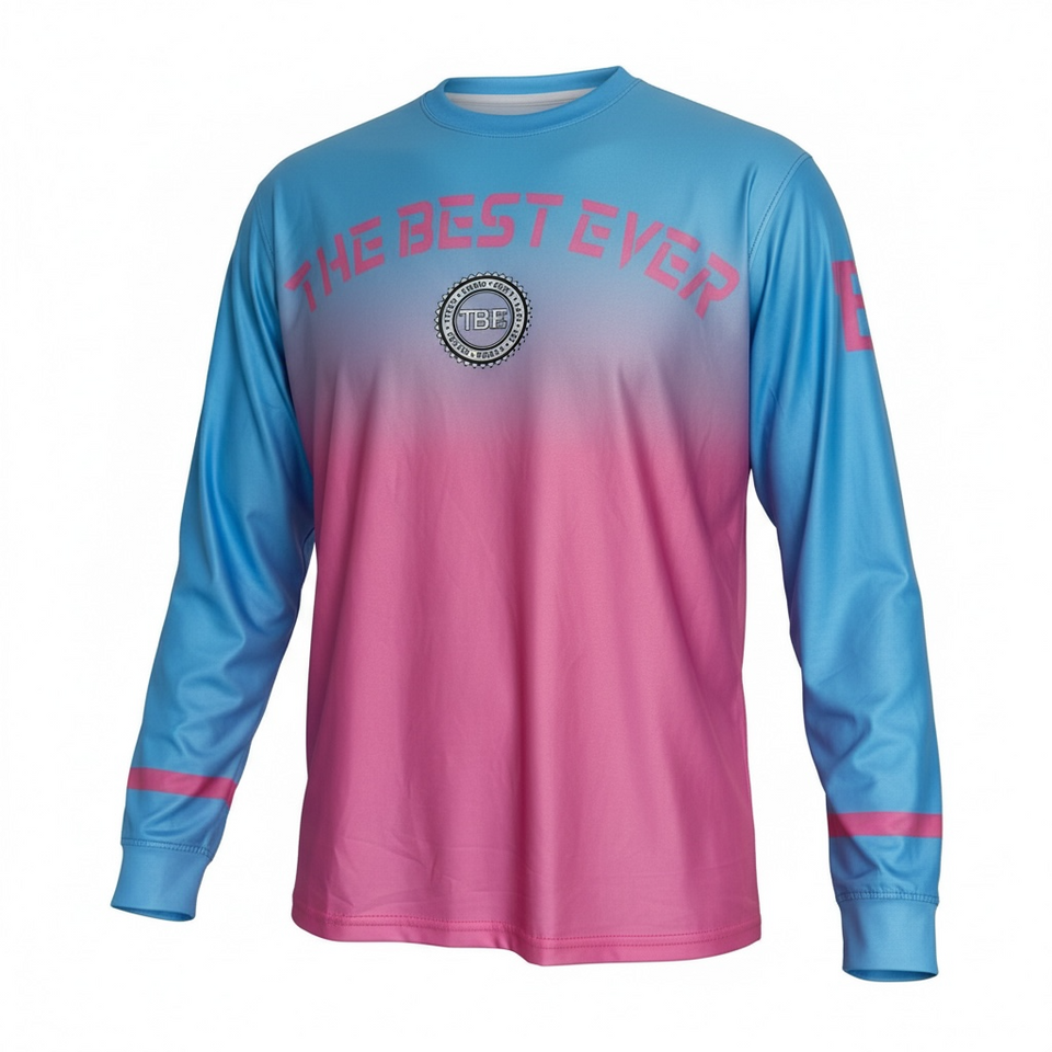 Long sleeve blue and pink fade shirt